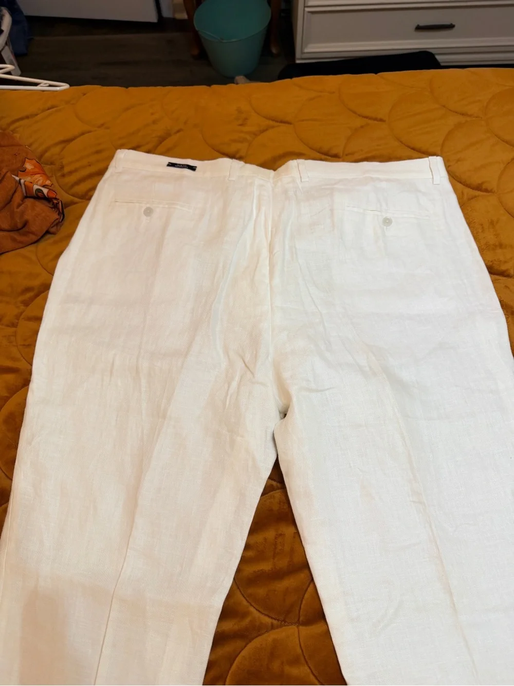 Joie Slim Linen-Blend Men’s White Chinos